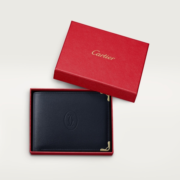 6-Credit Card Wallet, Must de Cartier Midnight blue calfskin, gold finish